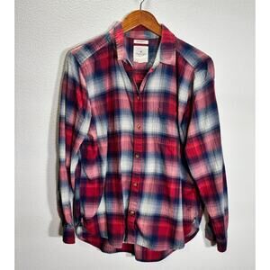 American Eagle Boyfriend Fit Plaid Flannel Shirt Women’s XL Red Blue